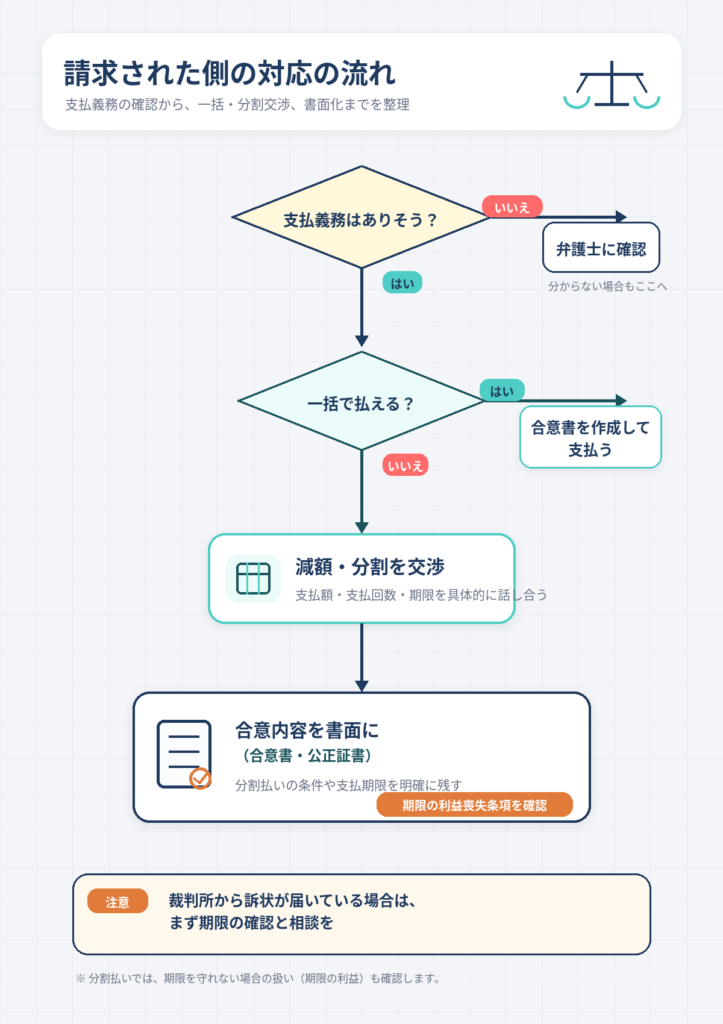 慰謝料を請求された側の対応の流れ